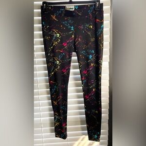 Tipsy Elves Leggings - Women's - Size Medium - Black w/Multicolor Paint Splatter